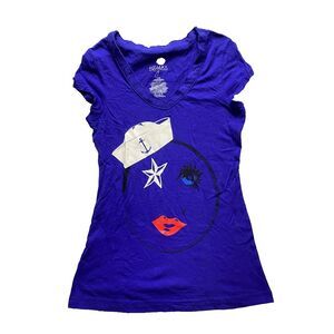 Miley Cyrus Max Azria Shirt Youth Large‎ Periwinkle Sailor Captain Anchor Girls